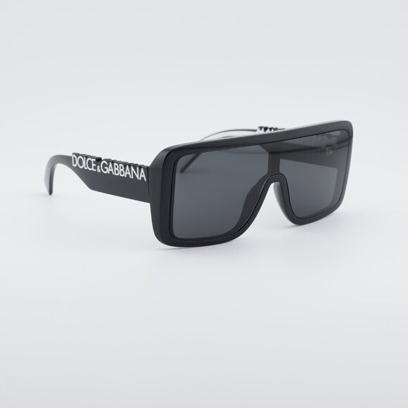 Dolce & Gabbana DG6204 501/87 Sunglasses Black Shield Frame, Grey Lenses main image 9